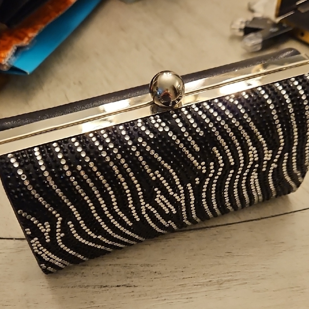 Elegant Black and Silver Clutch Bag